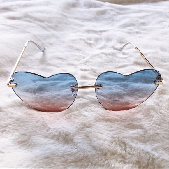 Miley Blue & Pink Gradient Heart Sunglasses - Picture 7 of 10